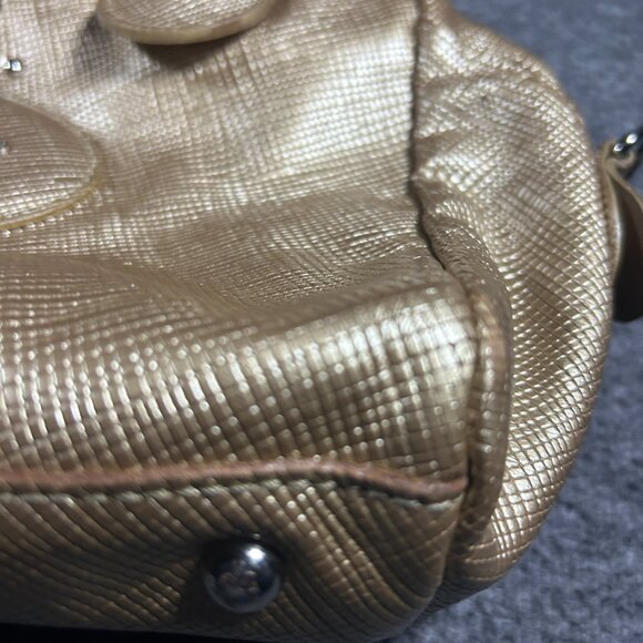 Longchamp Quadri Handbag Purse Leather Metallic Gold Charms Keychains - Picture 10 of 16